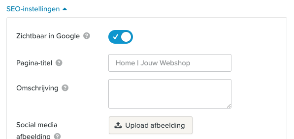 SEO Instellingen JouwWeb